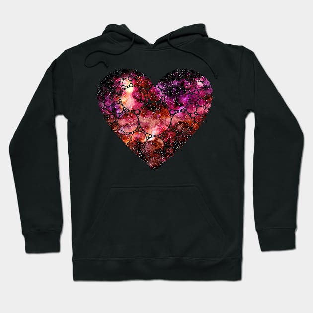 Watercolor Nebula in Heart Hoodie by Cordata